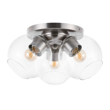 Iris 11.5" Farmhouse Rustic Iron/Glass LED Semi Flush Mount - JONATHAN Y
